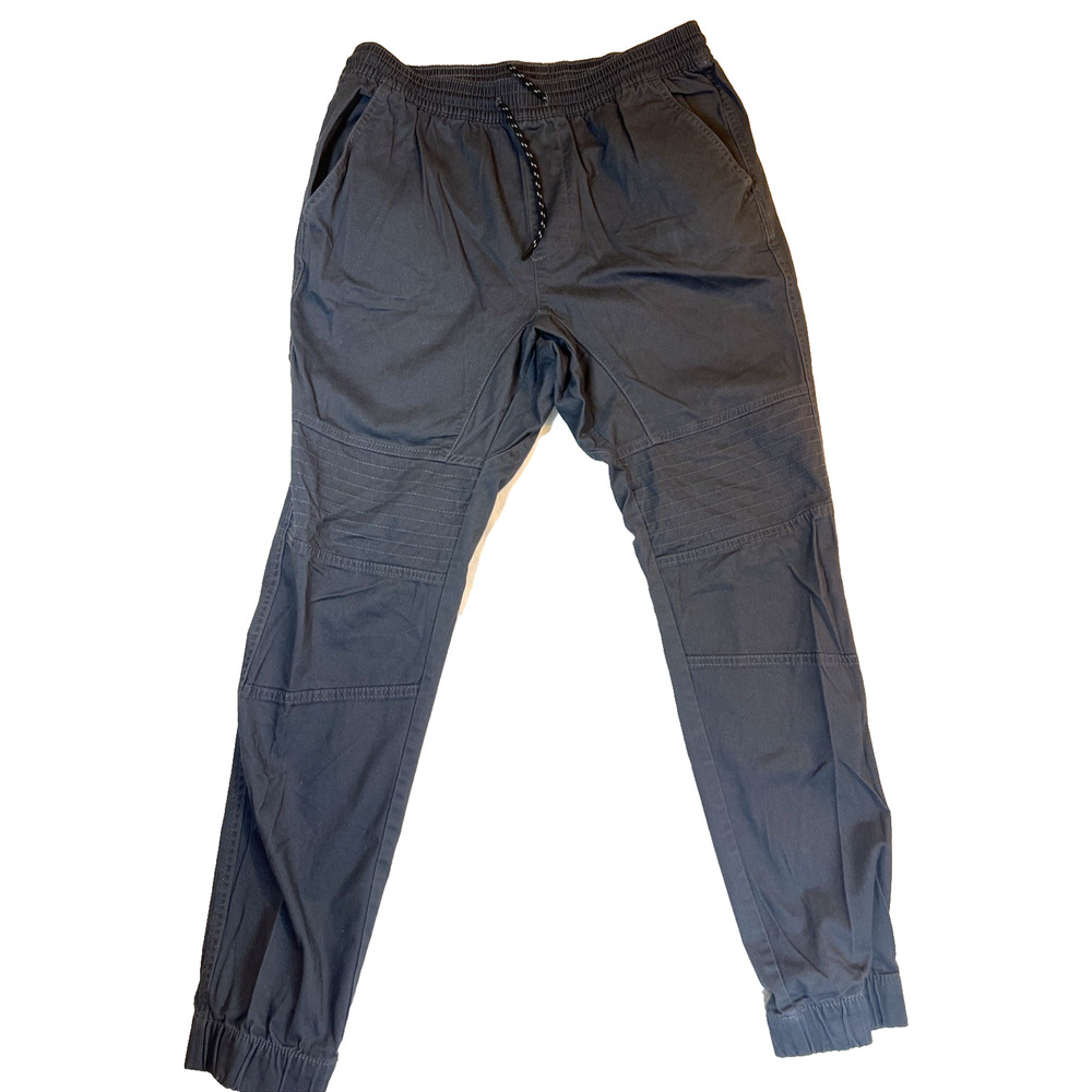 George Men’s Moto Joggers Medium Charcoal pull Up Pockets Comfort Canvas